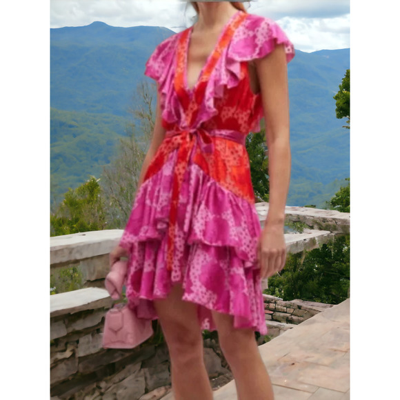NWT Revolve Le Superbe Aurora Ruffle Flora Lil Flirt Dress 2 MSRP $545 (60% OFF) - Picture 2 of 7